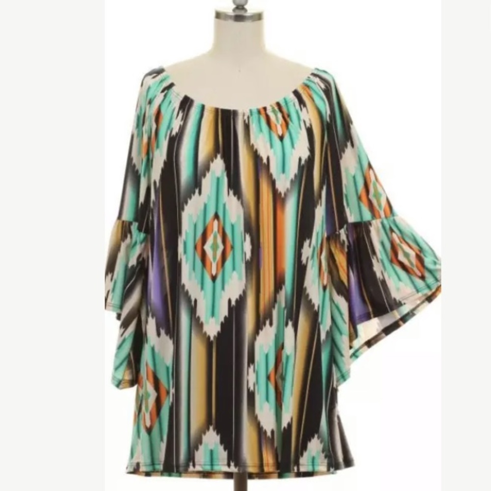 AZTEC~BELL SLEEVE~TOP/TUNIC~SMALL, LARGE